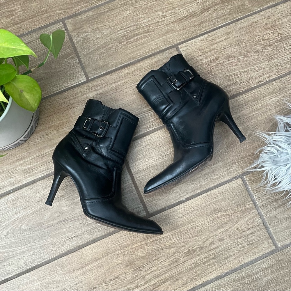 COLE HAAN Black D22706 POINTY SQUARE TOE HEEL BUCKLE LEATHER Size 7